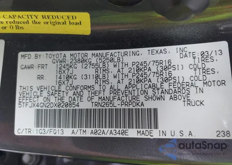 2013 Toyota Tacoma Double Cab from USA, damaged, VIN 5TFJX4GN2DX020854